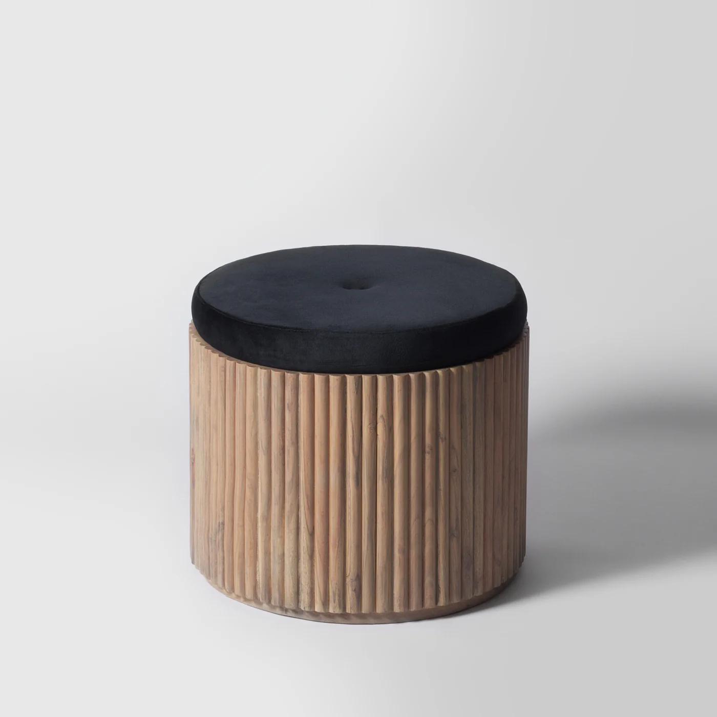 Kraft Black Velvet Pouffe