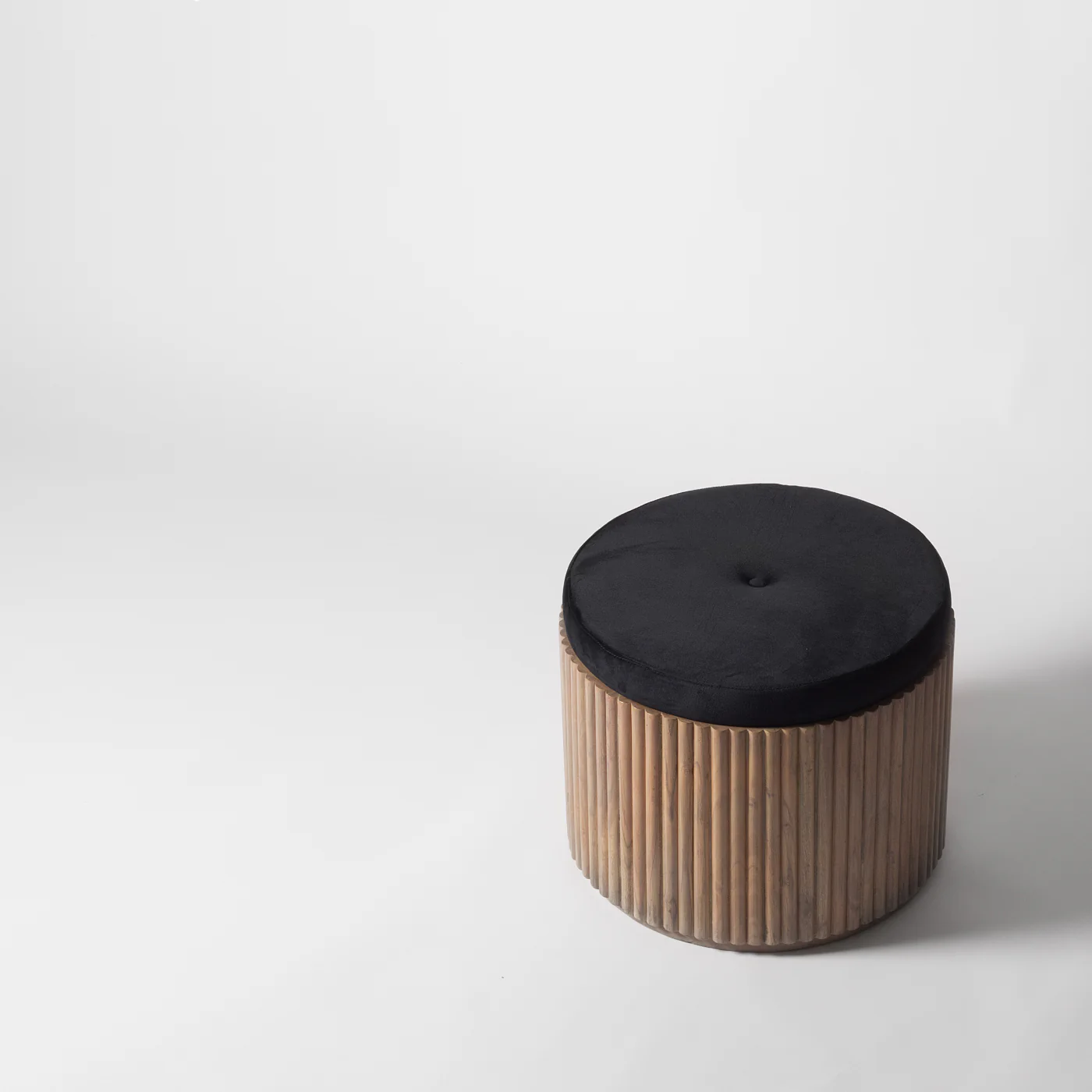 Kraft Black Velvet Pouffe - Image 3