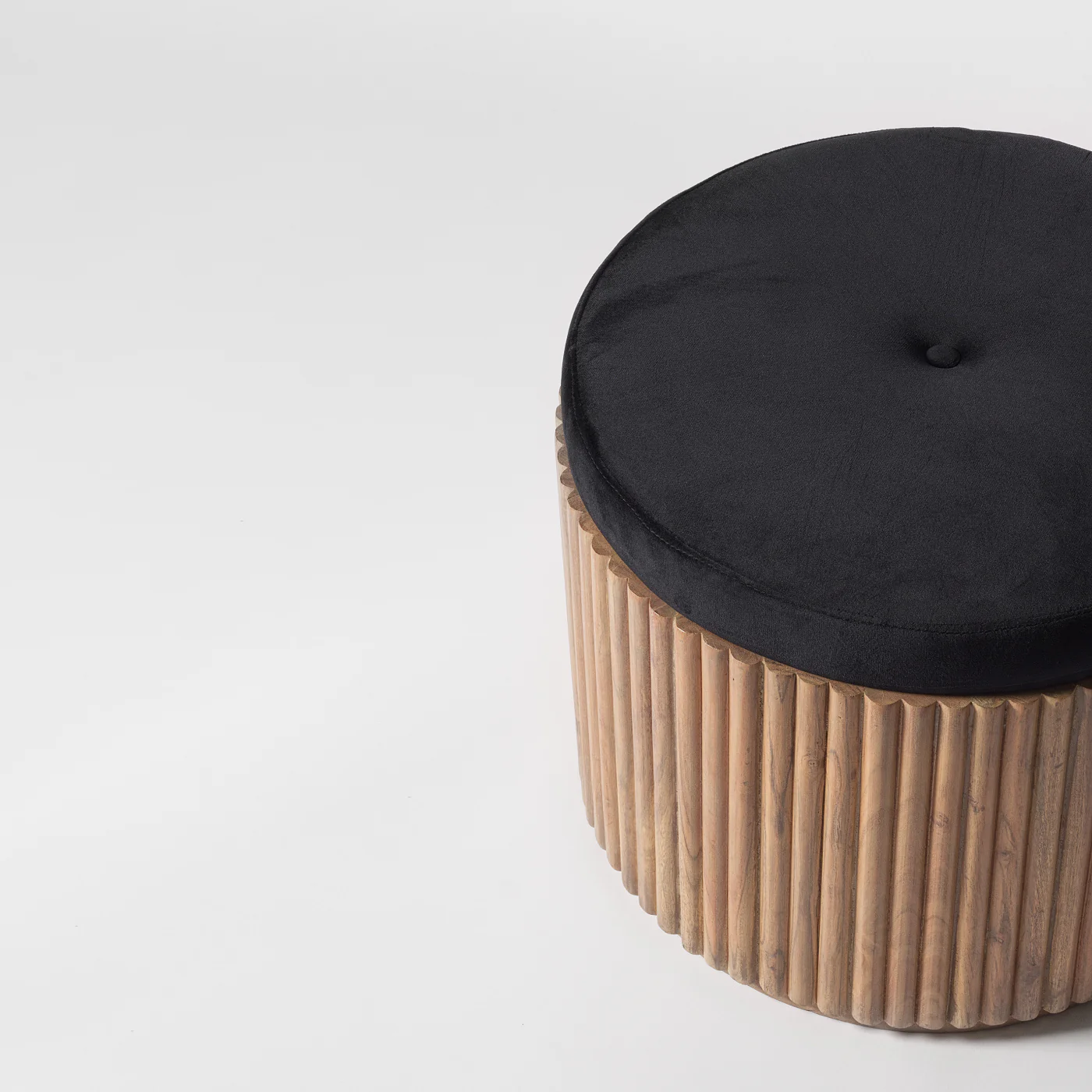 Kraft Black Velvet Pouffe - Image 4