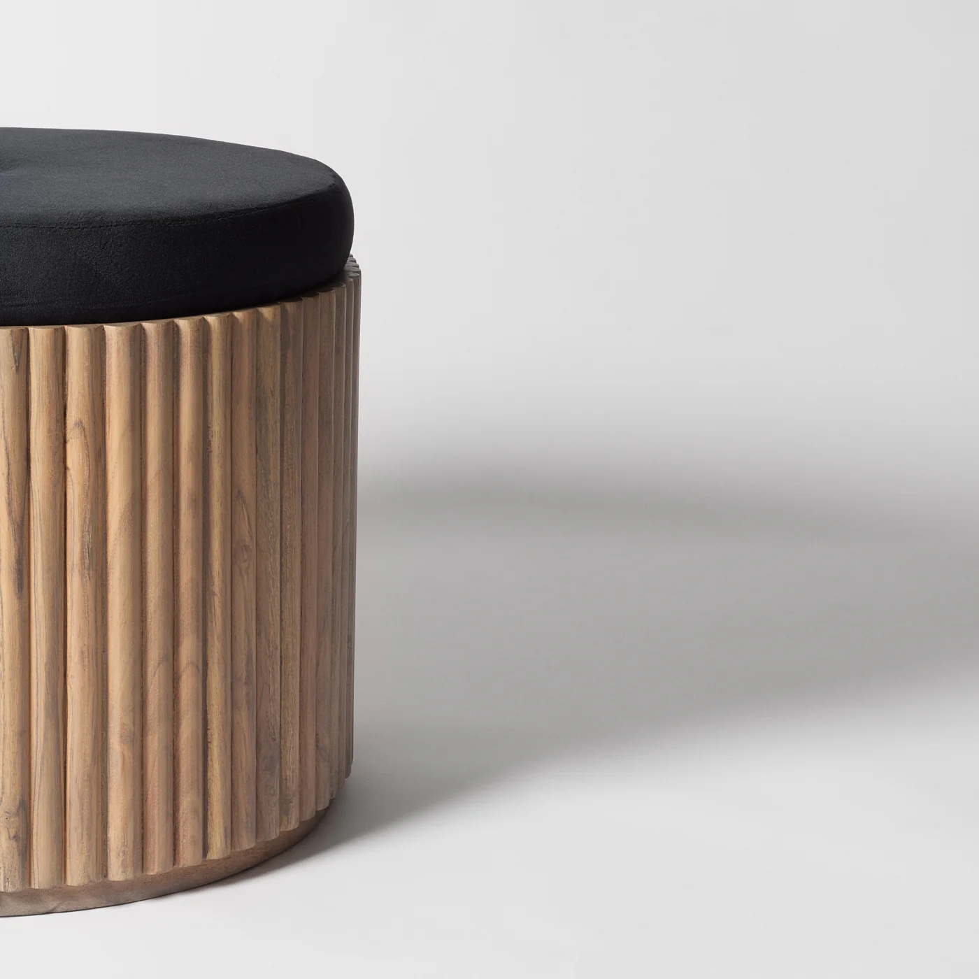 Kraft Black Velvet Pouffe - Image 6