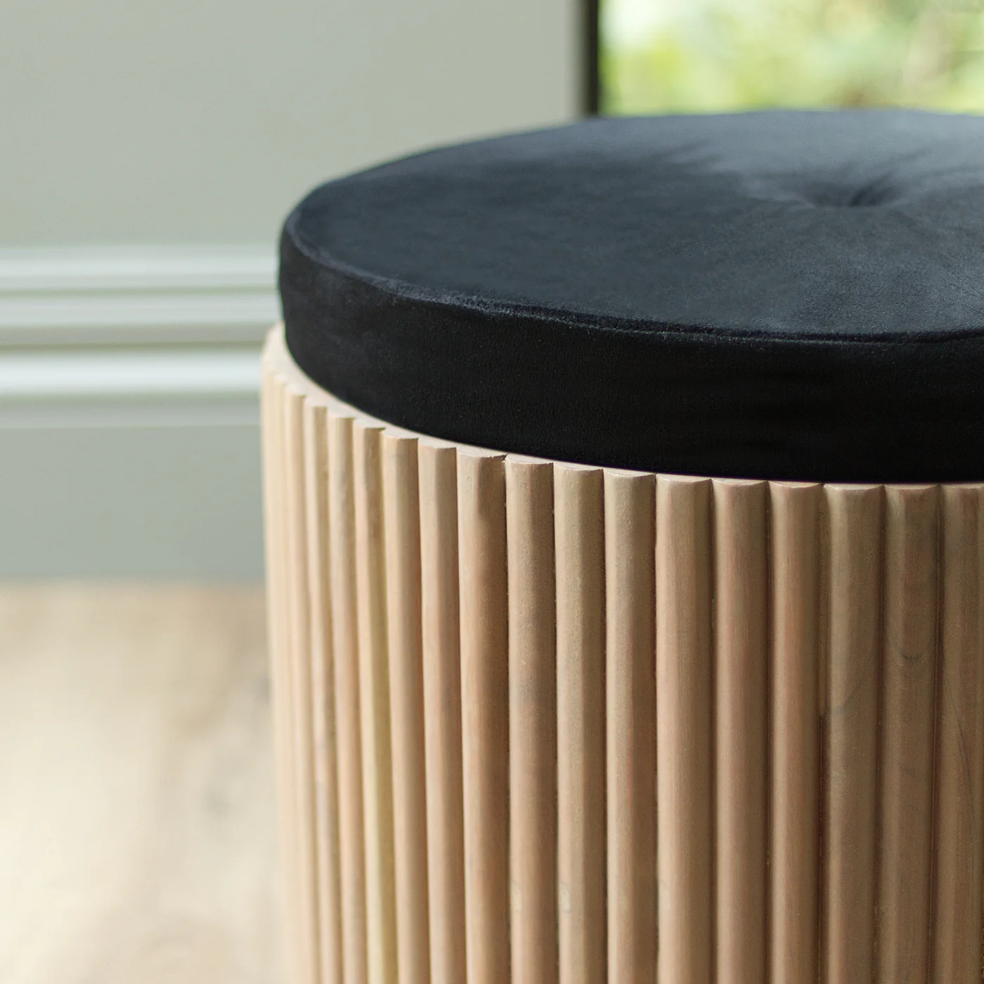 Kraft Black Velvet Pouffe - Image 7