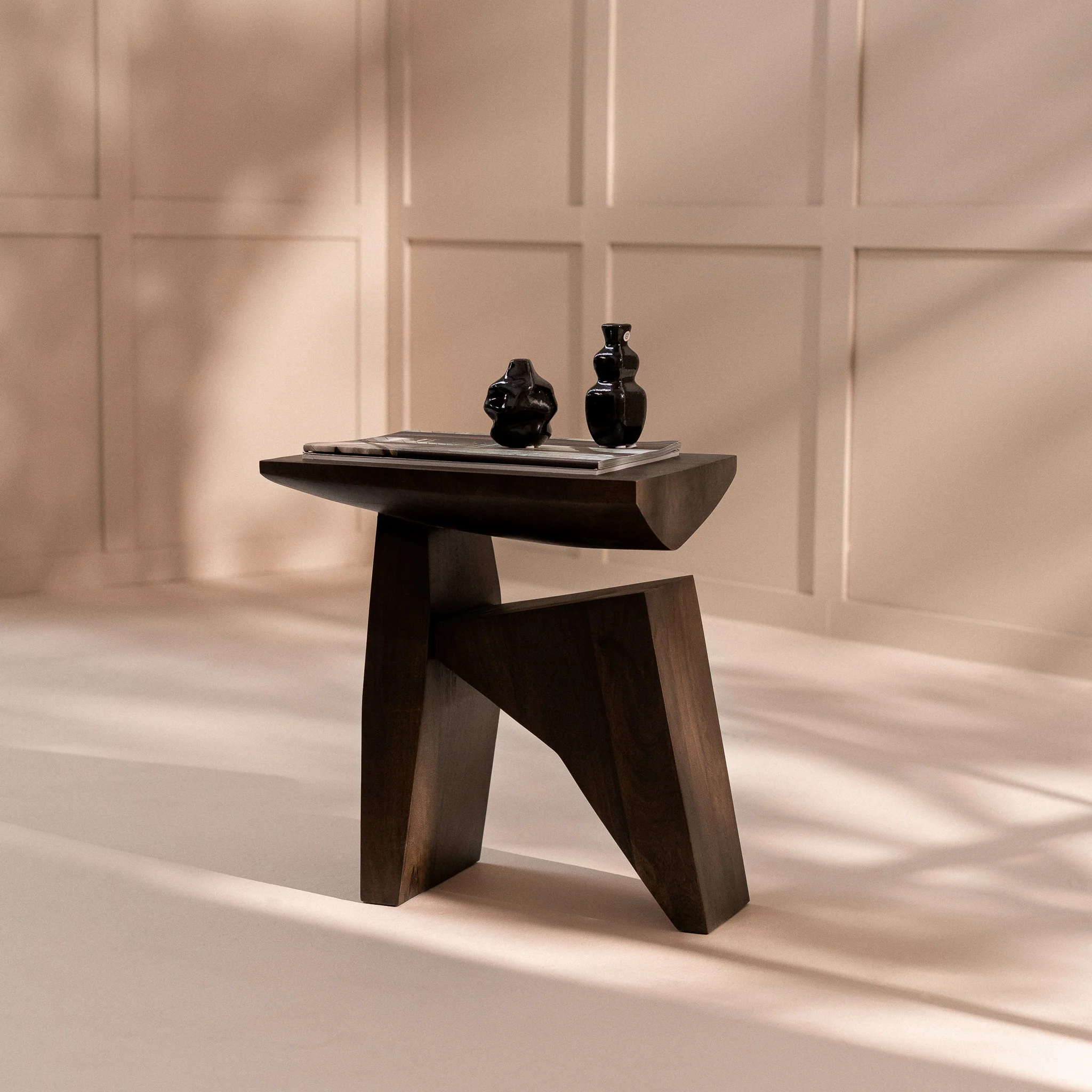 Ishi Dark Wood Accent Stool