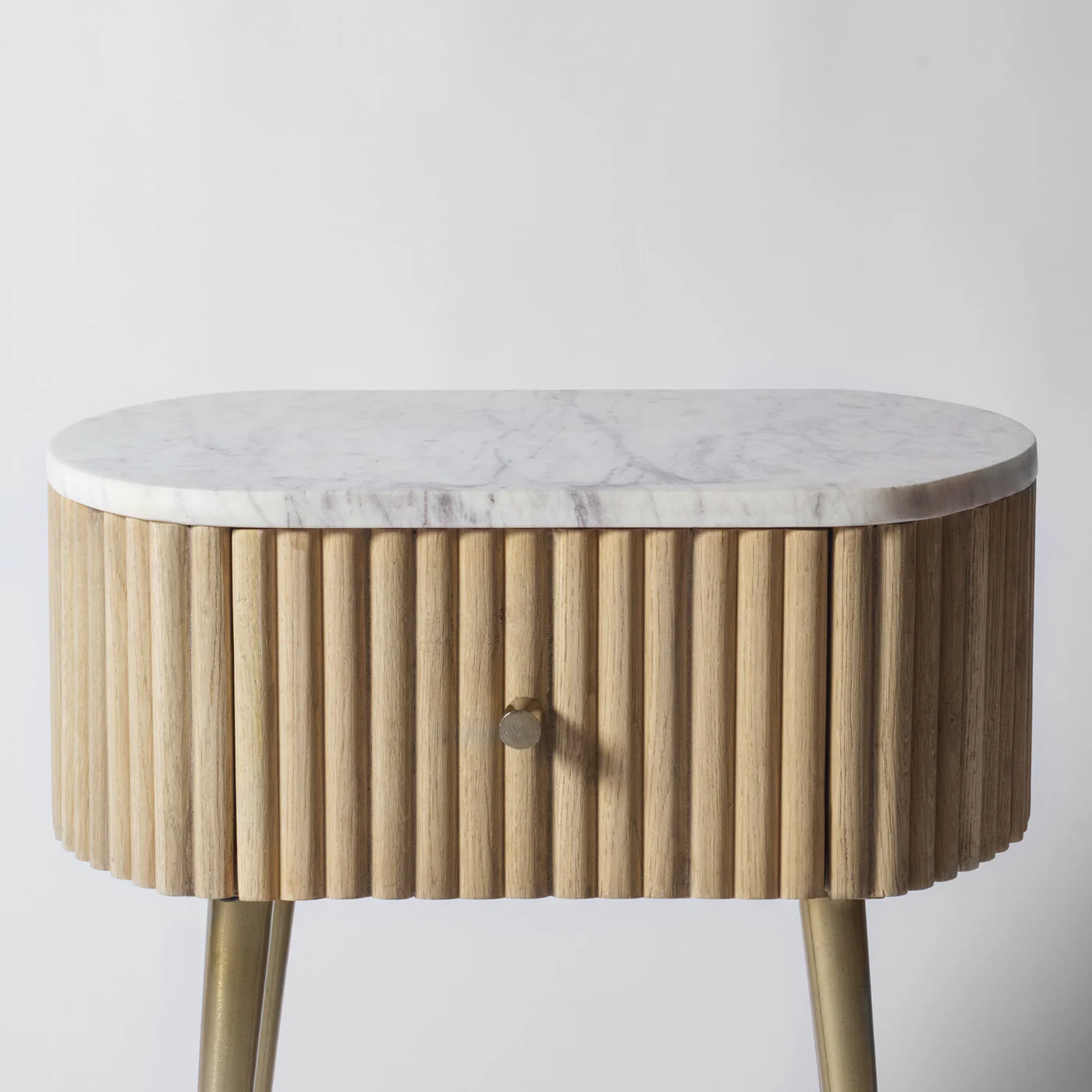 Gunhild Ribbed Oak Bedside Table - Image 4
