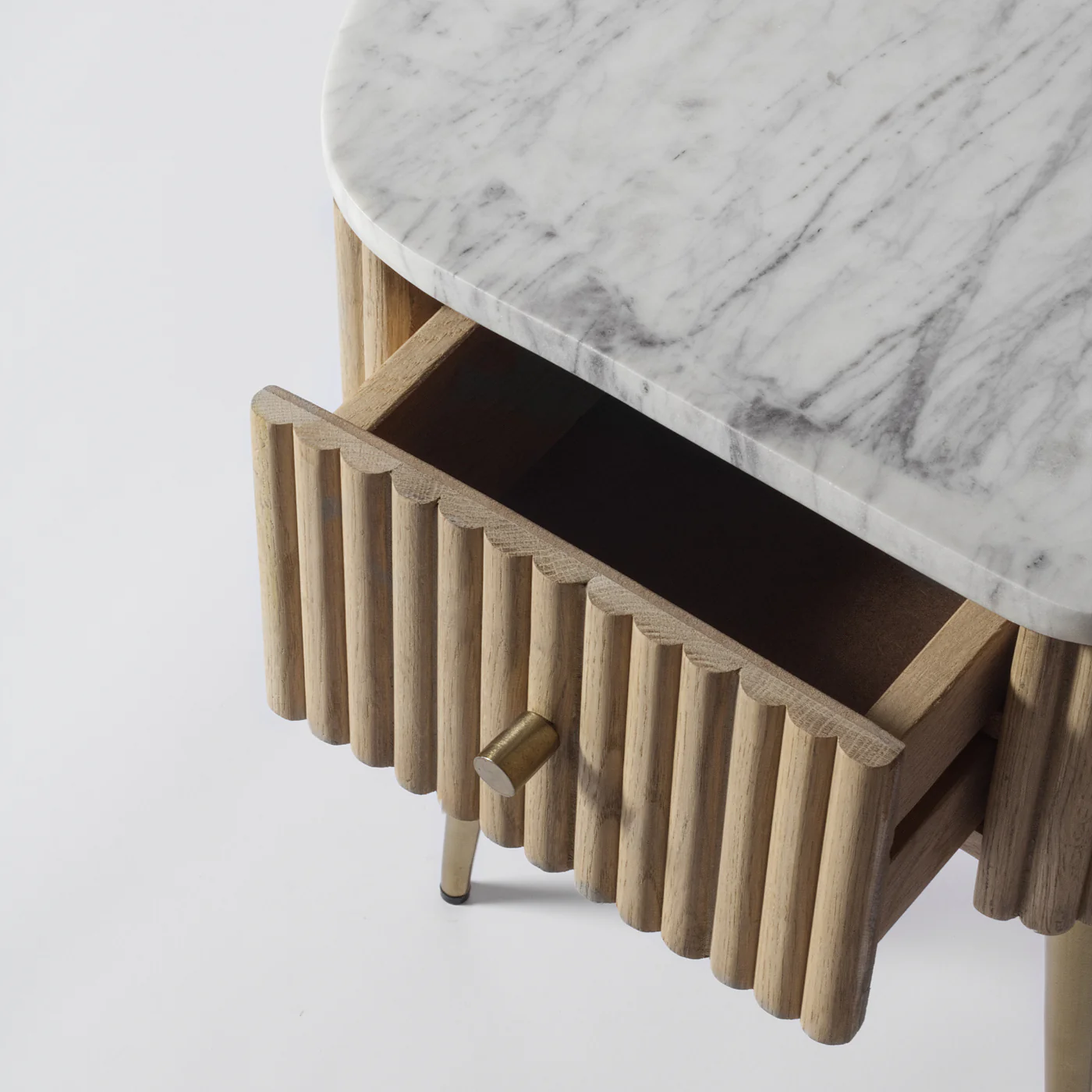 Gunhild Ribbed Oak Bedside Table - Image 6